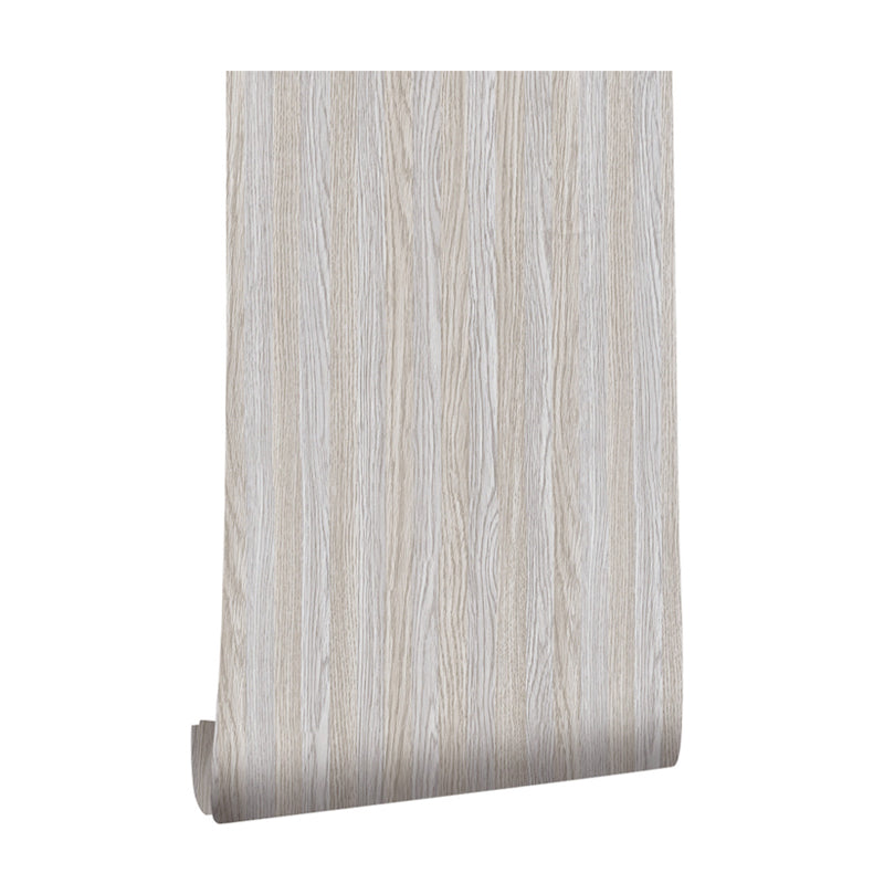PVC Removable Adhesive Wallpaper Rural Wood Effect Wall Covering in Grey for Accent Wall