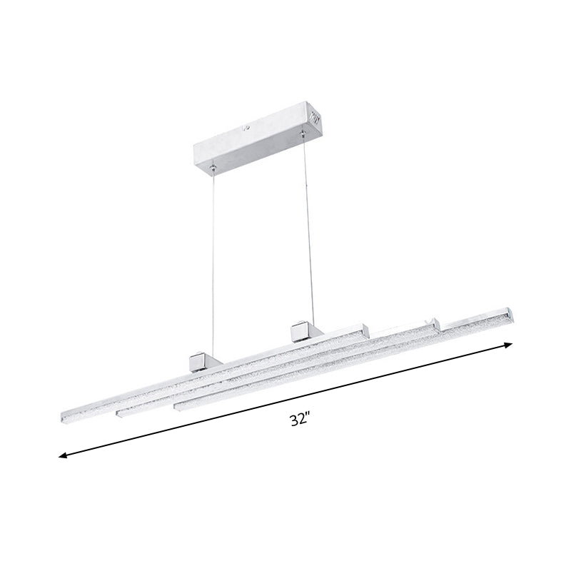 Linear Crystal Shade Hanging Chandelier Modern Style White LED Pendant Light Fixture for Bedroom