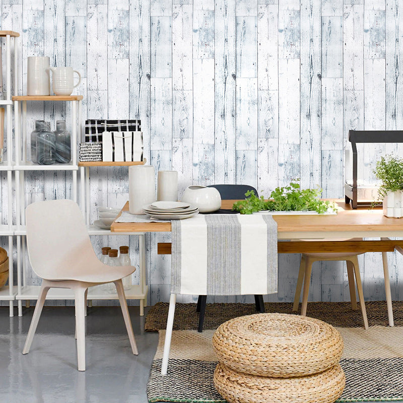 Self Sticking Rustic Wood Wallpaper Grey-Green Easy Peel Off Wall Art for Living Room