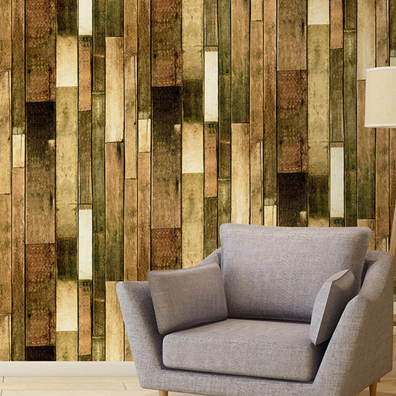 Brown Rural Self-Stick Wallpaper Roll 34.2-sq ft Reclaimed Wood Plank Wall Covering, Removable