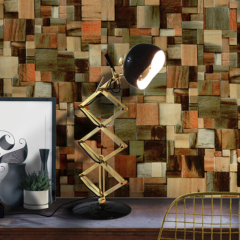 Removable Country Wood Block Wallpaper Orange Patchwork Wall Art, Peel and Stick