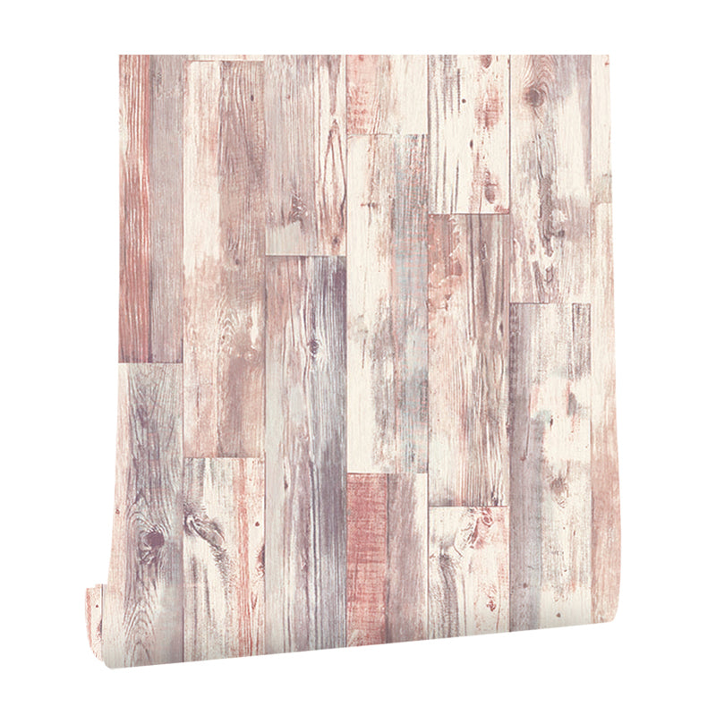 Barn Wood Wallpaper Roll Light-Red Countryside Wall Decoration for Bedroom, Unpasted