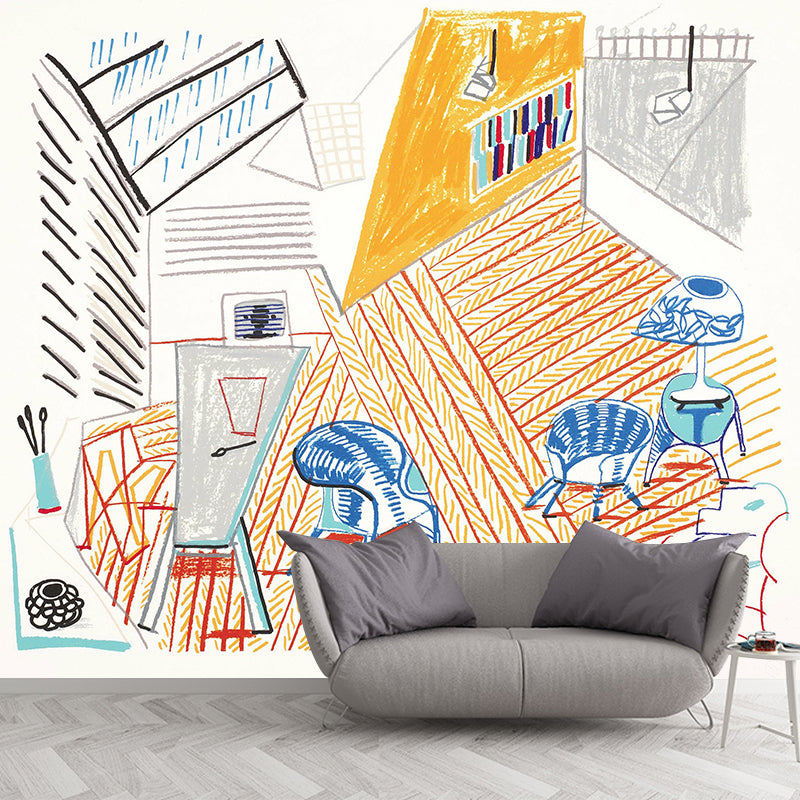 Artworks Studio Interior Murals Artistry Smooth Wall Decoration in Yellow for Home