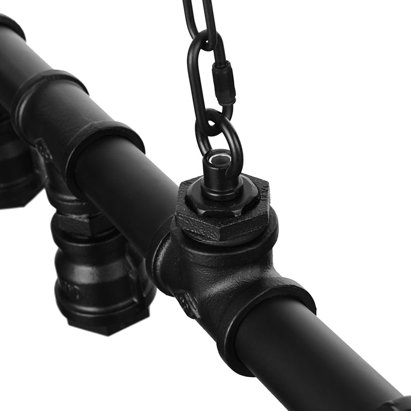 5 Lichter linearer Inselanhänger Licht mit Rohrdesign Bauernhausstil Black Metal Lighting Fiente