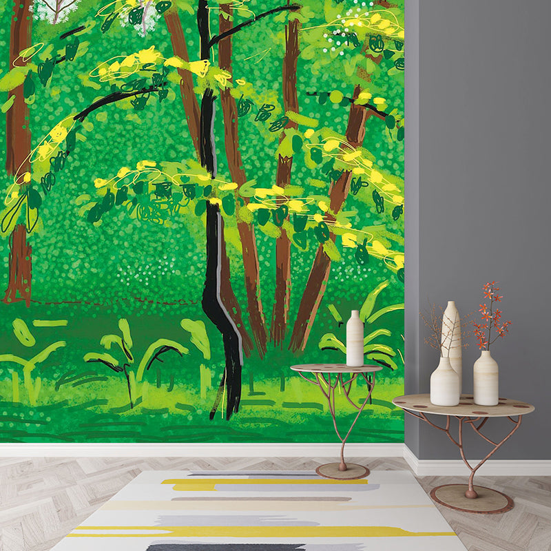 Green Trees Painting Wallpaper Mural Waterproofing Wall Covering for Home Gallery