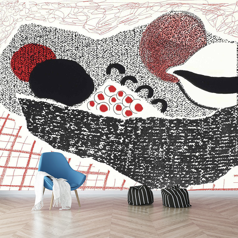 Black-Red Sacks Mural Decal Moisture Resistant Artistic Bedroom Wall Covering, Custom Size