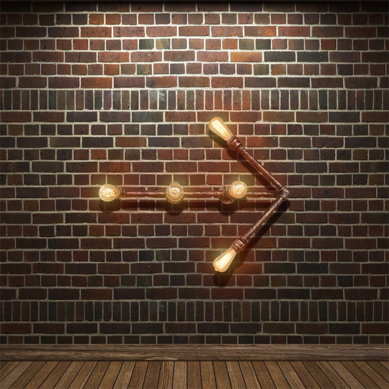 Metall Pfeil geformte Wandleuchten Steampunk 5 Köpfe Restaurant Wandhalterung Licht mit nackter Glühbirne in antiker Bronze