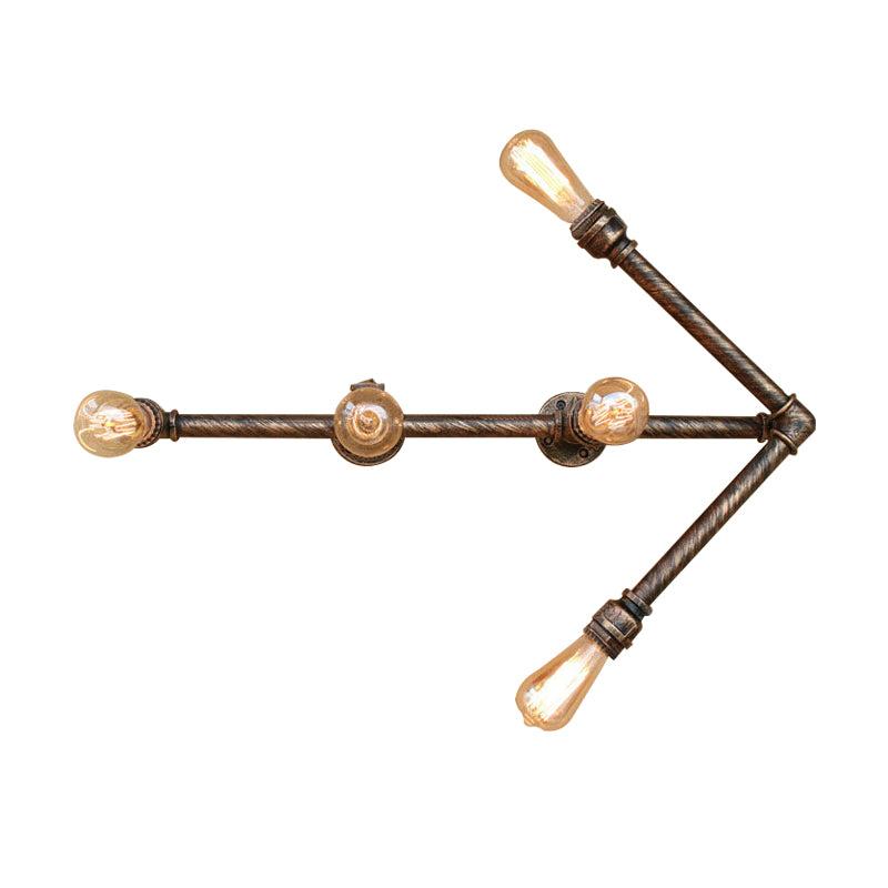 Metall Pfeil geformte Wandleuchten Steampunk 5 Köpfe Restaurant Wandhalterung Licht mit nackter Glühbirne in antiker Bronze