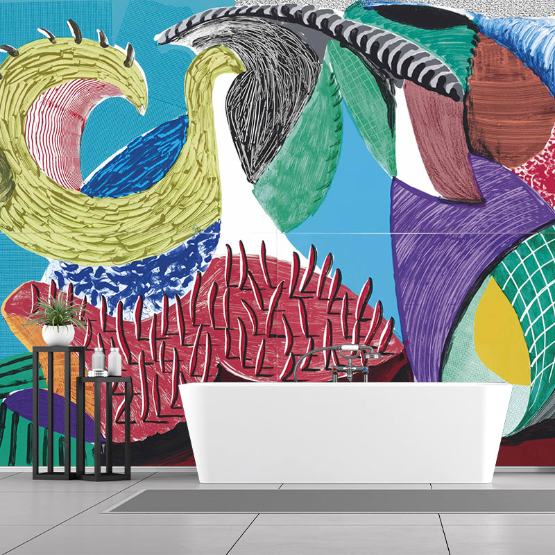Abstract Art Wall Murals Contemporary Non-Woven Cloth Wall Decor in Red-Yellow-Blue-Green