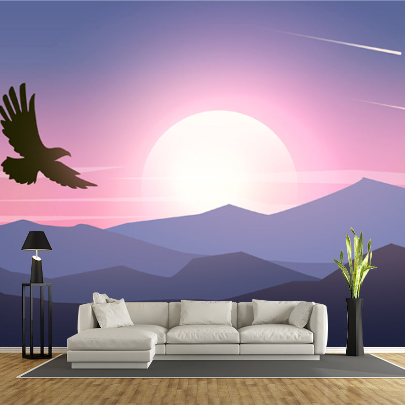 Hovering Eagle at Sunrise Murals Modern Moisture Resistant Bedroom Wall Art, Custom Print