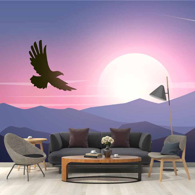 Hovering Eagle at Sunrise Murals Modern Moisture Resistant Bedroom Wall Art, Custom Print