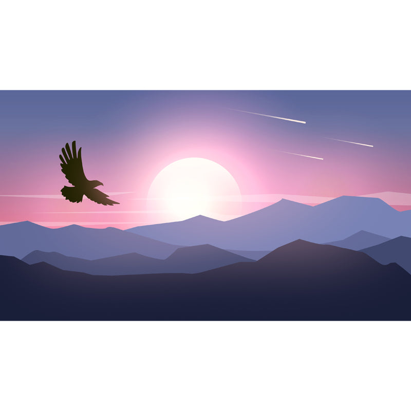 Hovering Eagle at Sunrise Murals Modern Moisture Resistant Bedroom Wall Art, Custom Print