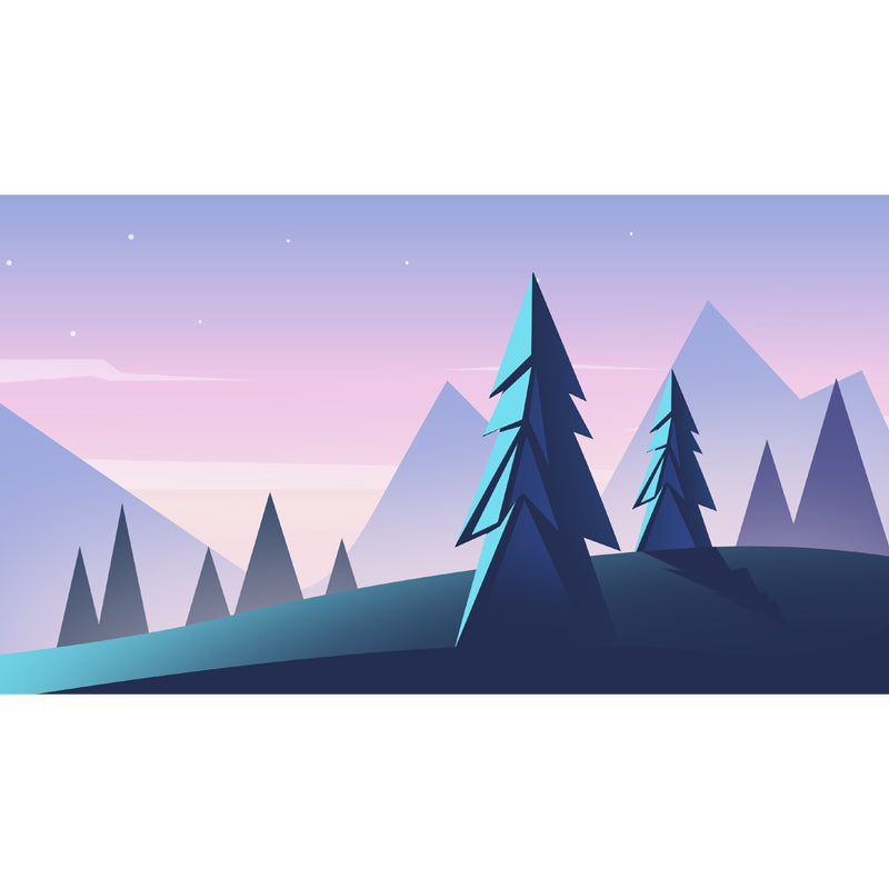 Pipe Tree Starry Night Mural Wallpaper Modern Smooth Surface Wall Decor in Purple-Blue