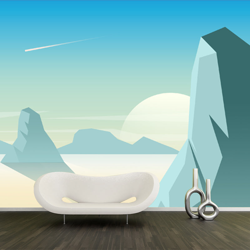 Resplendent Wilds Landscape Wall Murals for Living Room, Aqua, Custom Size Available