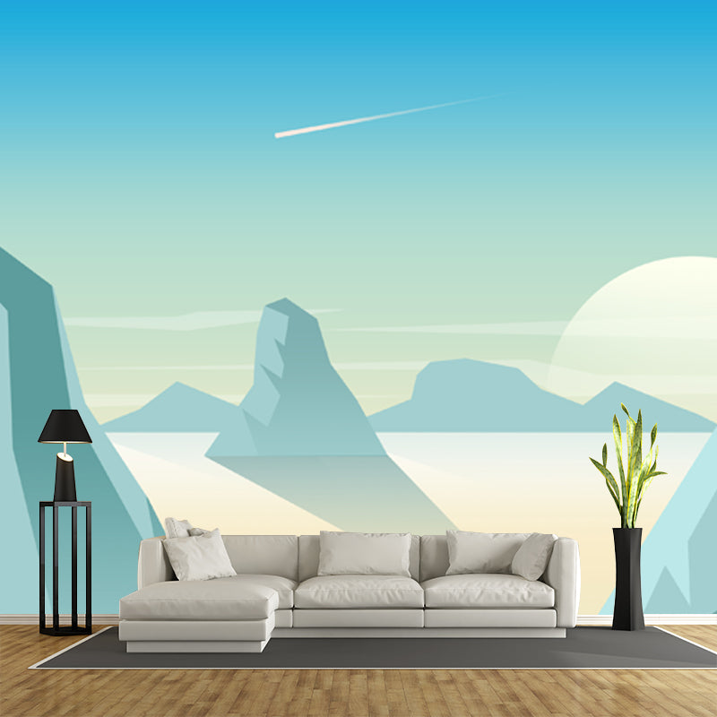 Resplendent Wilds Landscape Wall Murals for Living Room, Aqua, Custom Size Available