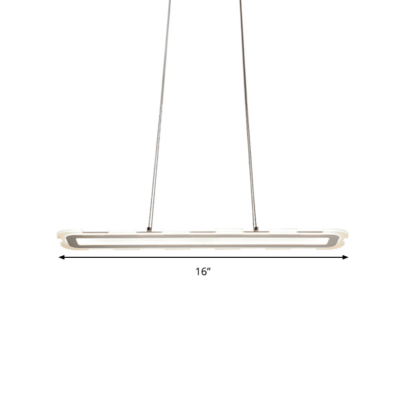 Minimalistische 16 "/23.5" /31,5 "brede LED -hanger met acrylschaduw Wit lineair plafondlamp over eiland in warm/wit/binnen warm en buiten wit licht