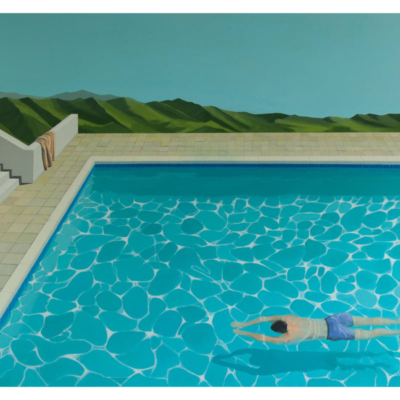 Breaststroke Swimming Murals Wallpaper Blue Artistic Wall Covering for Living Room