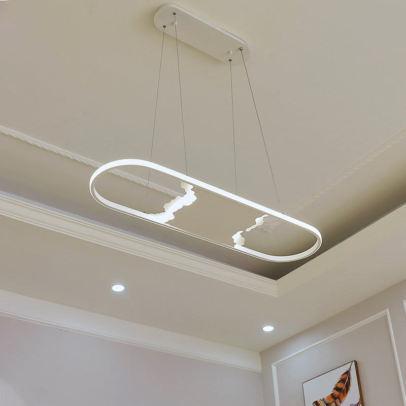 Pargante de suspensión ovalada de 35.5 "/47" de ancho LED de comedor acrílico LEDTING LEACHING en luz cálida/blanca/natural