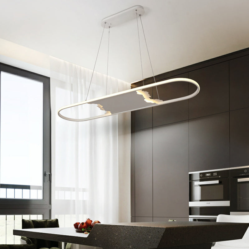 Pargante de suspensión ovalada de 35.5 "/47" de ancho LED de comedor acrílico LEDTING LEACHING en luz cálida/blanca/natural