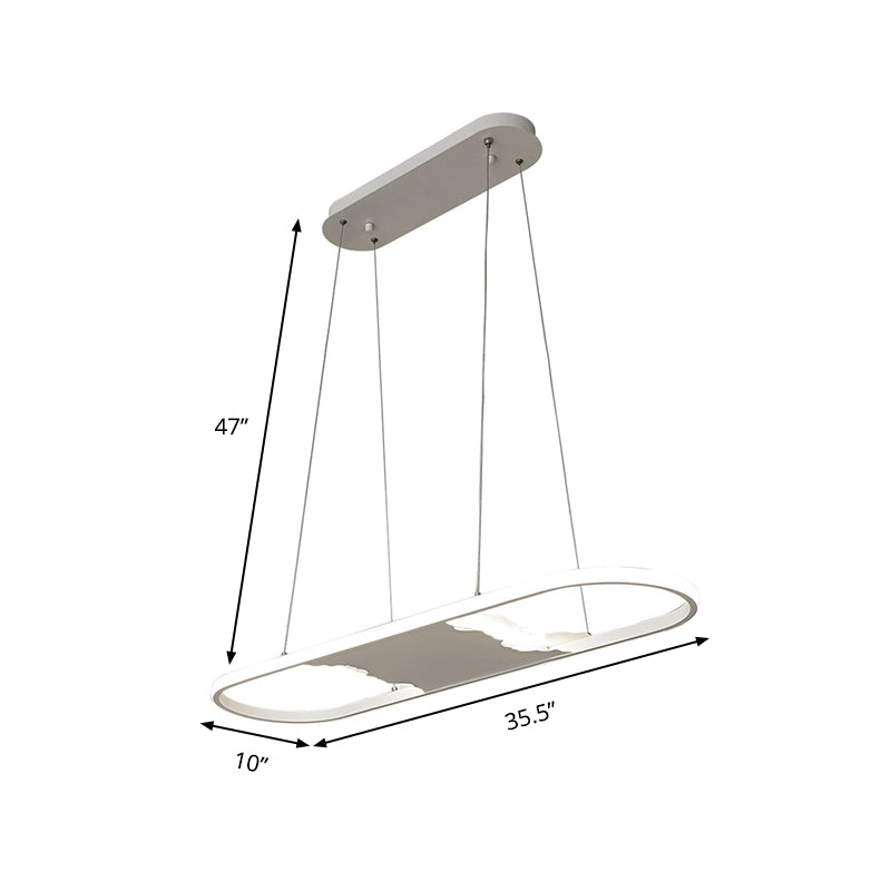 Pargante de suspensión ovalada de 35.5 "/47" de ancho LED de comedor acrílico LEDTING LEACHING en luz cálida/blanca/natural
