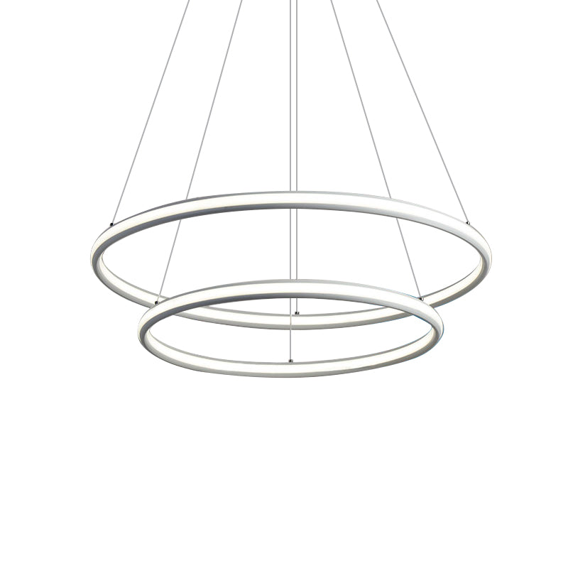 Acrylic Ring Chandelier Simple 1/2/3-Light LED Ceiling Pendant Lighting Fixture in Warm/White/Natural Light