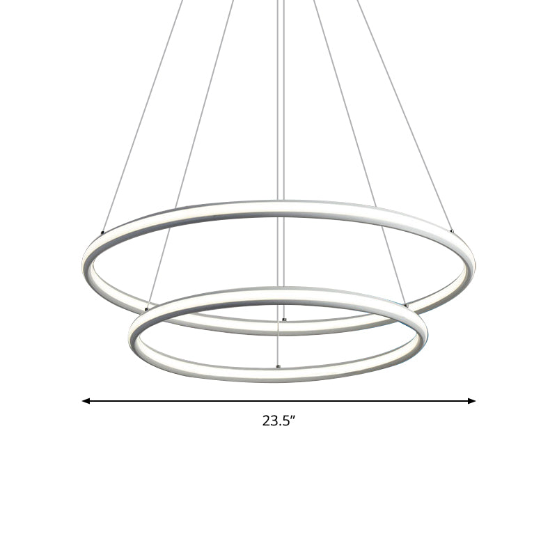 Acrylic Ring Chandelier Simple 1/2/3-Light LED Ceiling Pendant Lighting Fixture in Warm/White/Natural Light