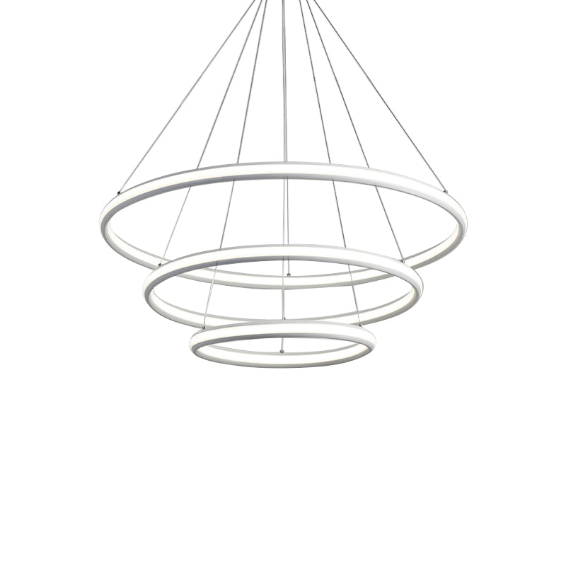 Acrylic Ring Chandelier Simple 1/2/3-Light LED Ceiling Pendant Lighting Fixture in Warm/White/Natural Light