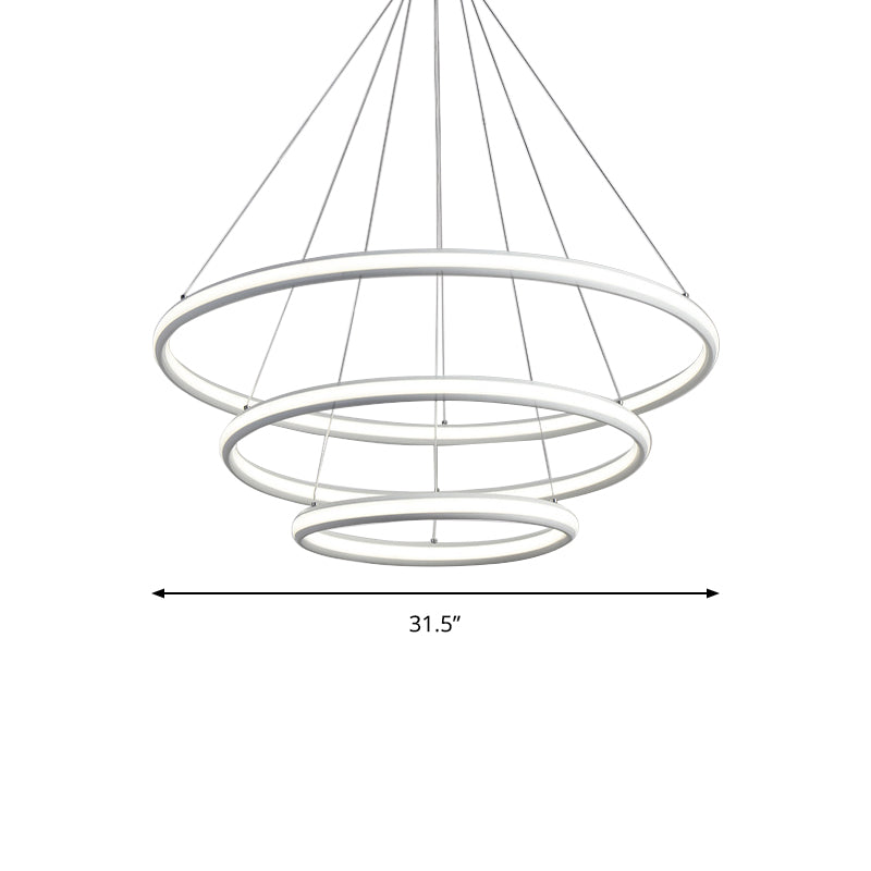 Acrylic Ring Chandelier Simple 1/2/3-Light LED Ceiling Pendant Lighting Fixture in Warm/White/Natural Light