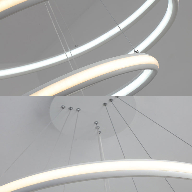 Acrylic Ring Chandelier Simple 1/2/3-Light LED Ceiling Pendant Lighting Fixture in Warm/White/Natural Light