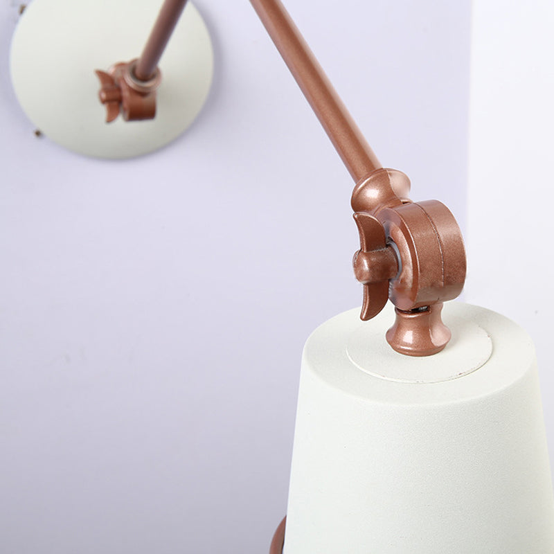 1 Light Wall Mount Light Modern Style Tapered Metal Wall Lighting with Swing Arm in Black/White for Hallway