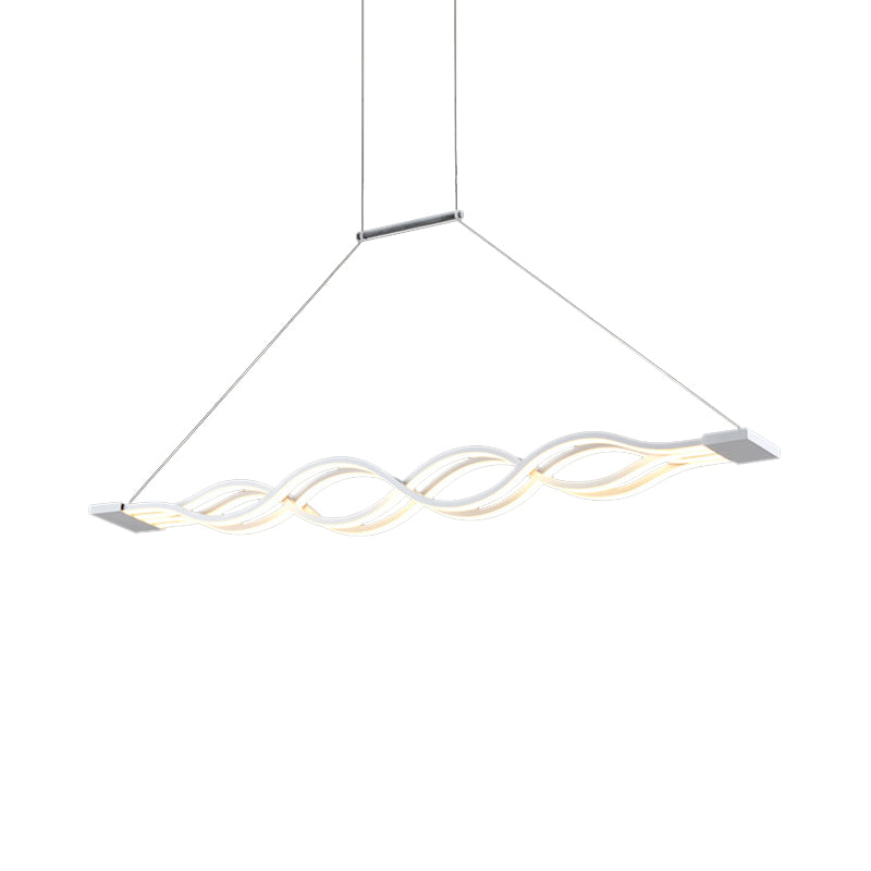 25.5"/39" Wide White Wavy Suspension Light Modern LED Acrylic Ceiling Pendant over Island in Warm/White/Natural Light