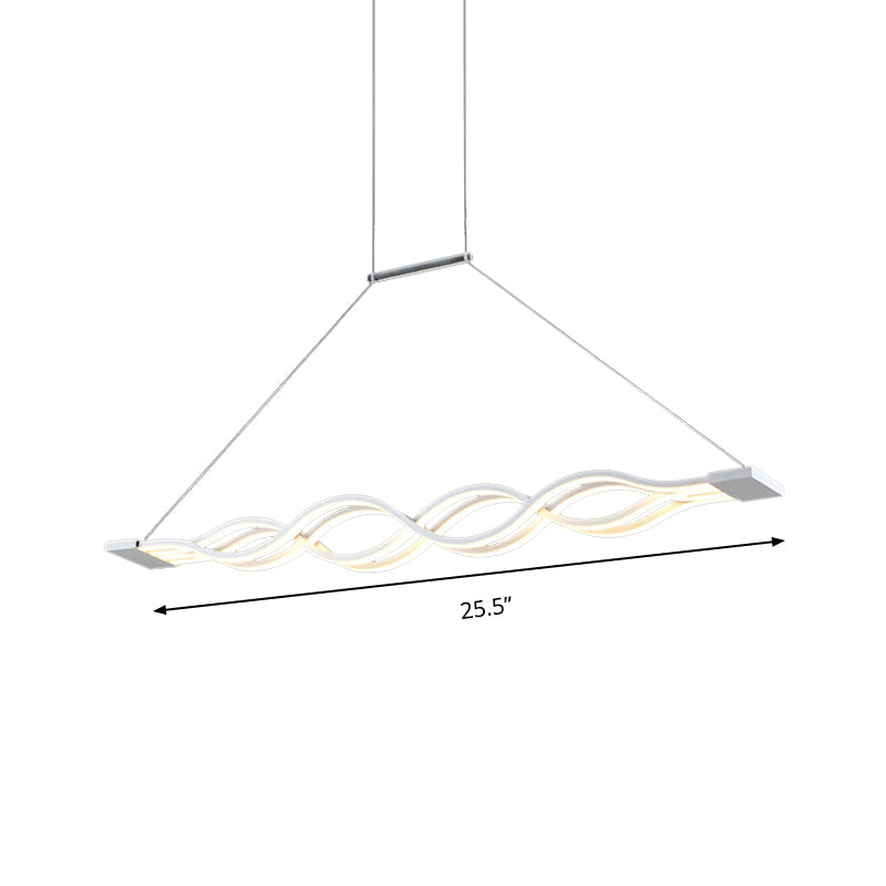 25.5"/39" Wide White Wavy Suspension Light Modern LED Acrylic Ceiling Pendant over Island in Warm/White/Natural Light