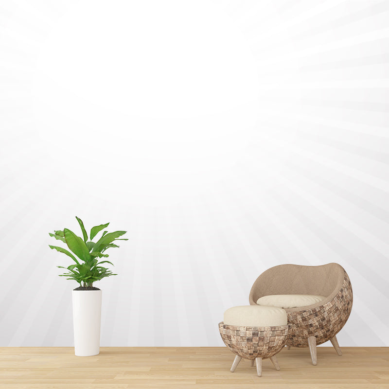 Black-White Sunburst Wallpaper Murals Moisture Resistant Wall Covering for Living Room