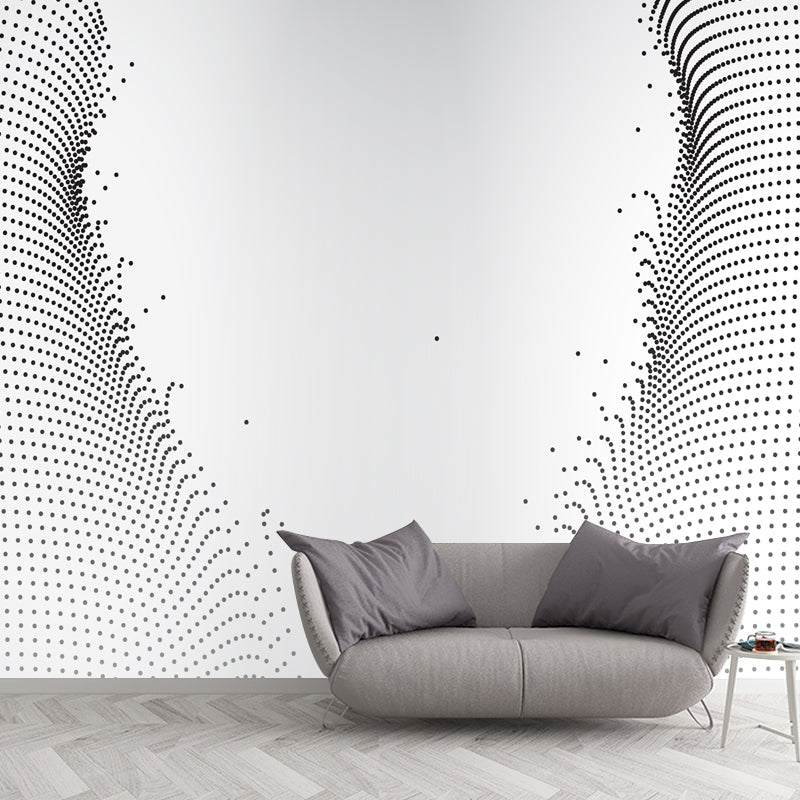 Modern Art Broken Net Mural Non-Woven Waterproof Black-White Wall Covering for Accent Wall