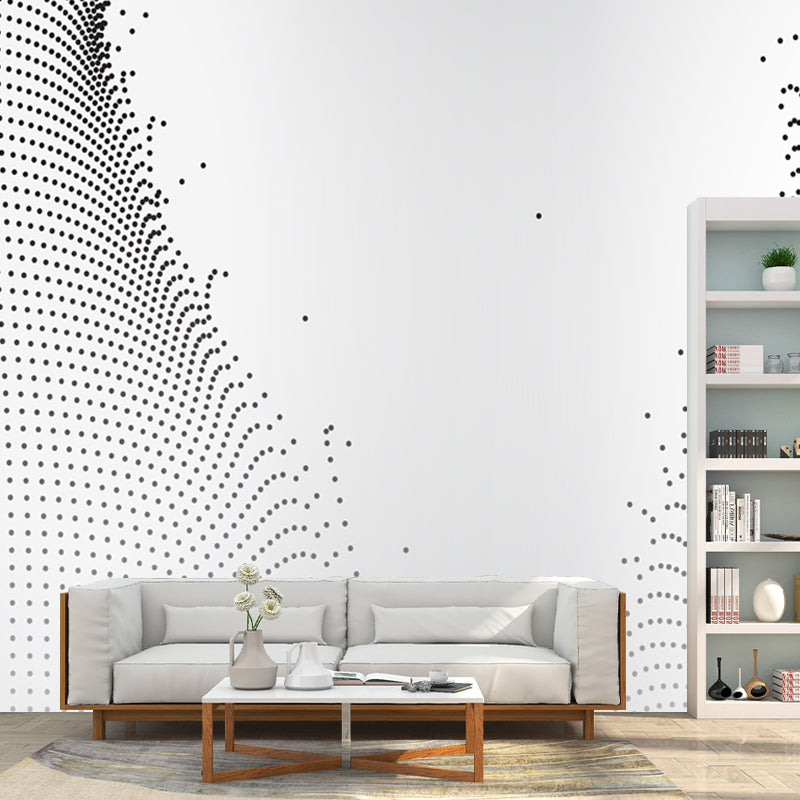 Modern Art Broken Net Mural Non-Woven Waterproof Black-White Wall Covering for Accent Wall