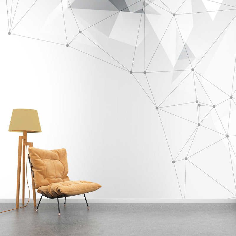 Modern Geometrical Wall Murals Black-White Net Design Wall Decoration for Bedroom