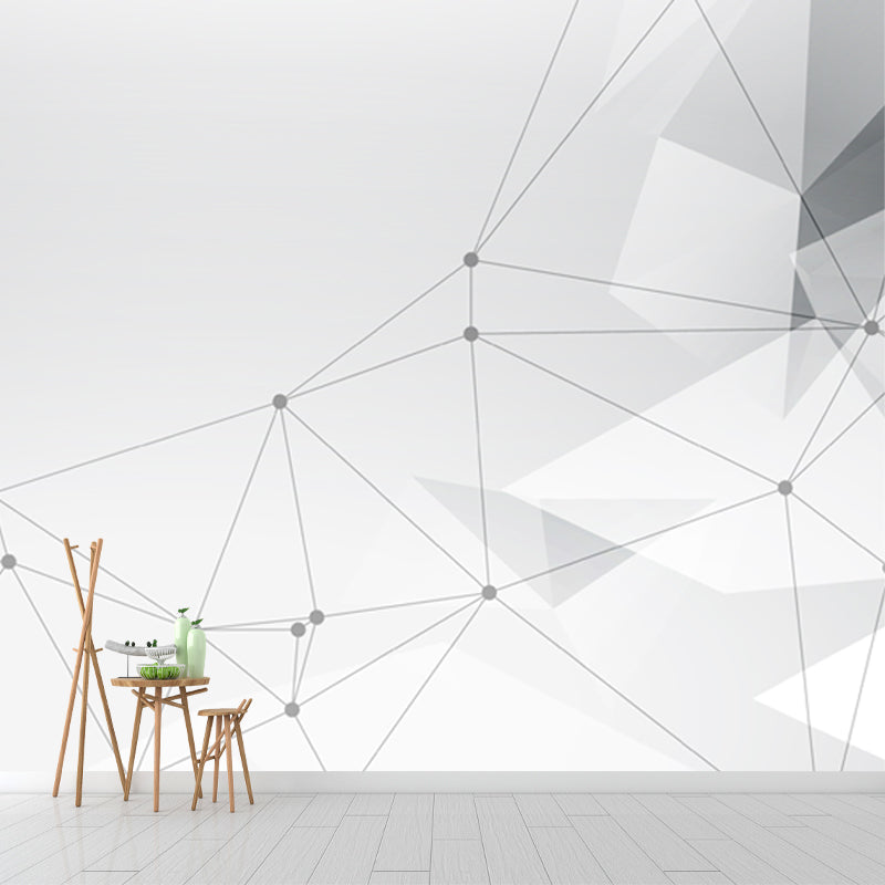 Modern Geometrical Wall Murals Black-White Net Design Wall Decoration for Bedroom