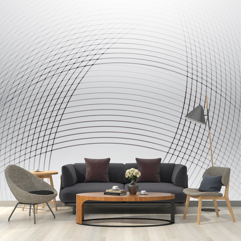 Whole Web Wall Paper Murals Modern Style Clean Line Art Wall Decor in Black on White