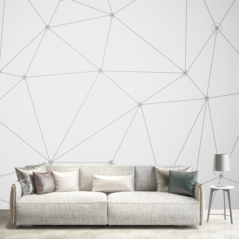 Geometric 3D Nets Mural Decal Contemporary Non-Woven Cloth Wall Art in Black-White