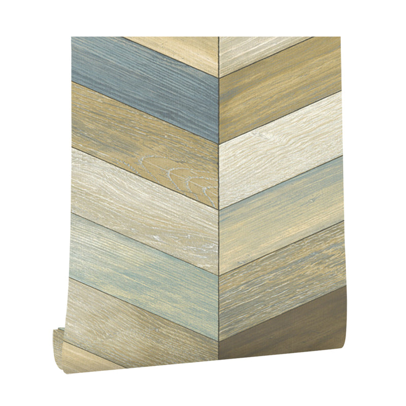 Chevron Wood Effect Wallpaper Rural Stain-Proof Living Room Wall Decor, 57.1-sq ft