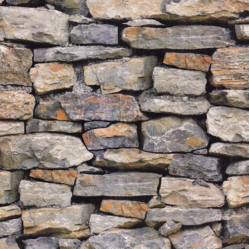 Cyberpunk Faux Rocky Wallpaper Roll in Grey Stain Resistant Wall Art for Living Room