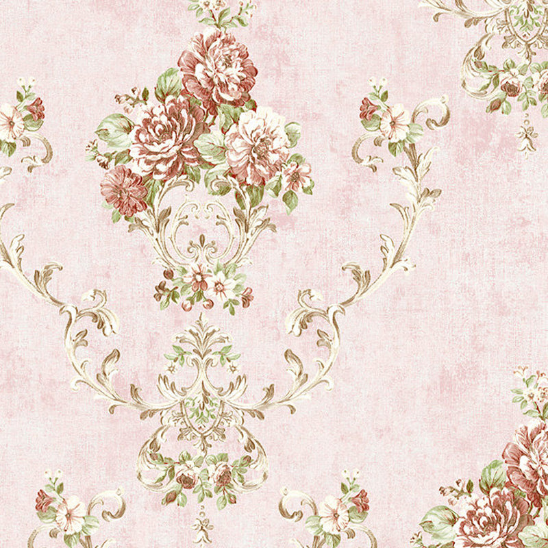 Papier peint intissé avec pivoines de campagne, lavable, couleur pastel, décoration murale pour salle à manger