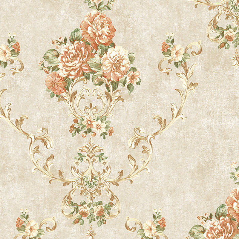 Papier peint intissé avec pivoines de campagne, lavable, couleur pastel, décoration murale pour salle à manger