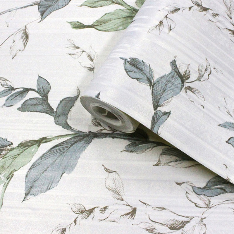 Turquoise Vines Wallpaper Roll Rustic PVC Wall Covering for Living Room, 33' x 20.5"