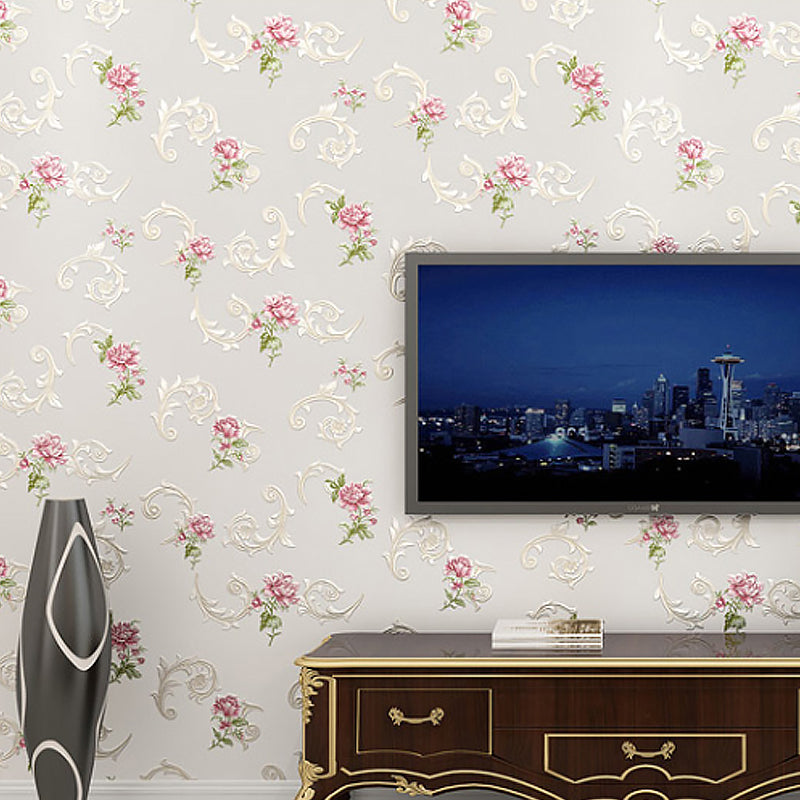 Unpasted Peonies Wallpaper Countryside Non-Woven Fabric Wall Art, 31' L x 20.5" W