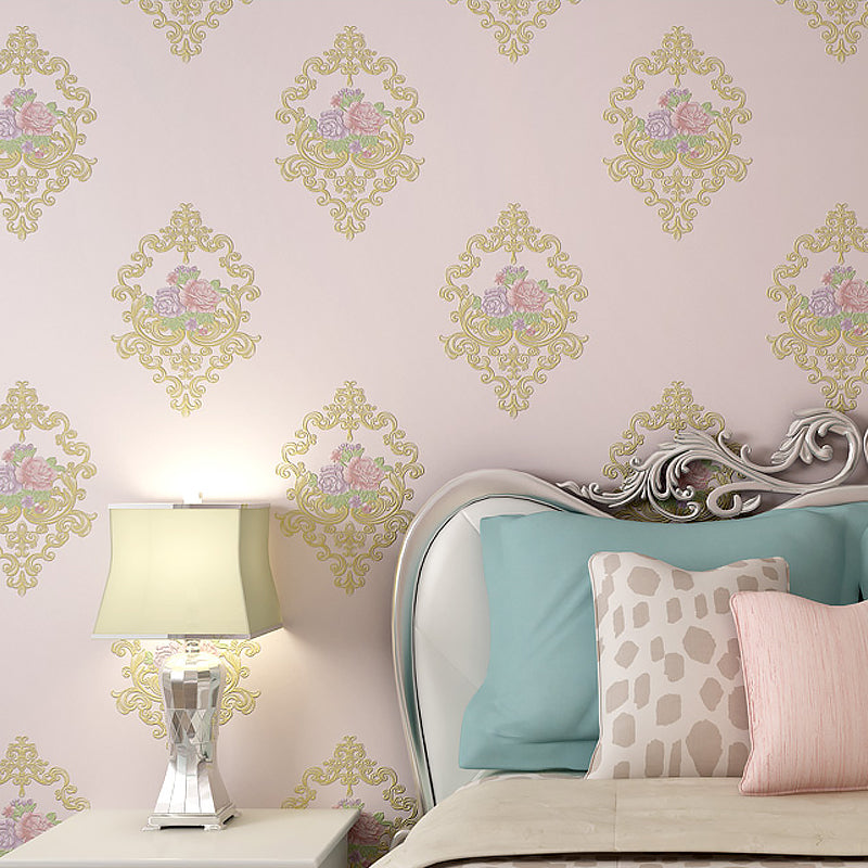 Pink Peony Blossom Wallpaper Flower Printed Rustic Washable Wall Decor for Living Room