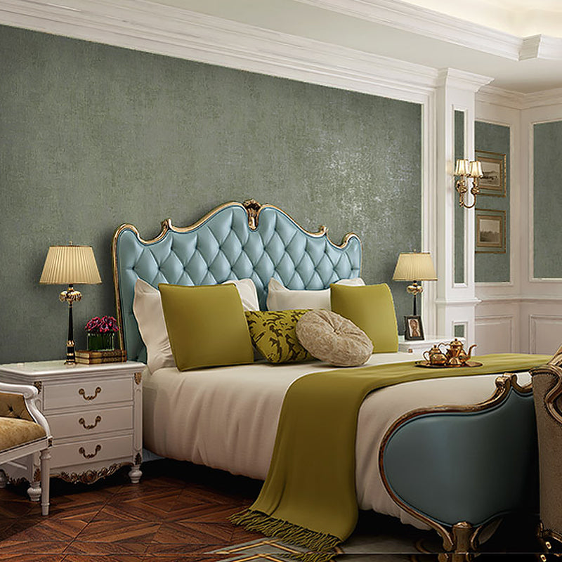 Blackish Green Vintage Wallpaper Roll 33' L x 20.5" W Solid Wall Art for Bedroom