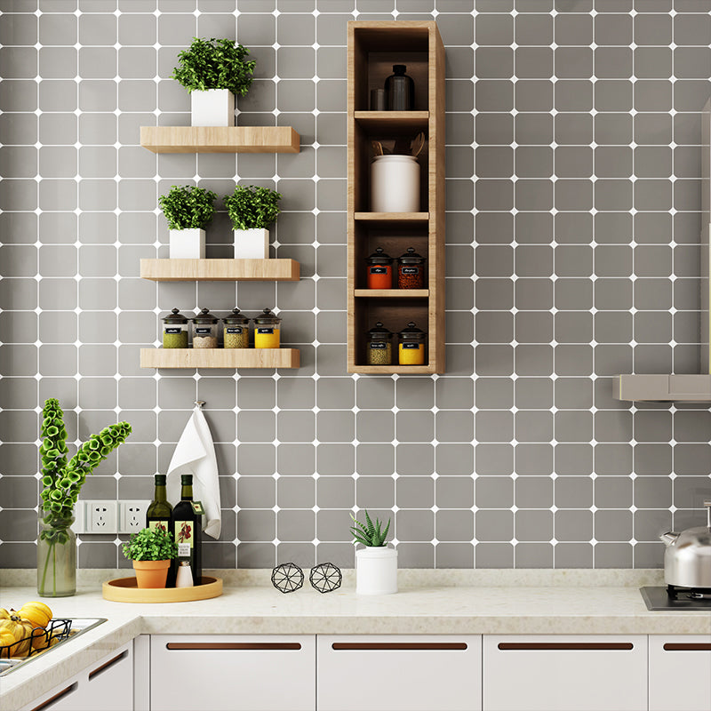 Peel and Stick Grid Wallpaper Modern Removable Kitchen Wall Covering, 43.1-sq ft