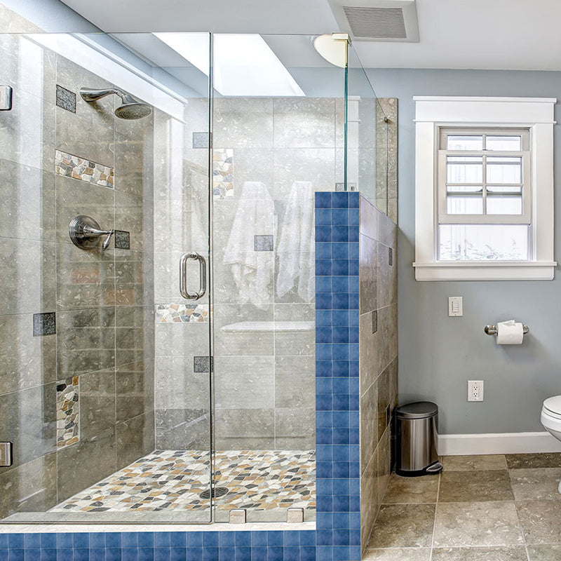 Boho Tile Wallpaper Panel Set PVC Peel and Stick Black-Brown Wall Covering for Bath