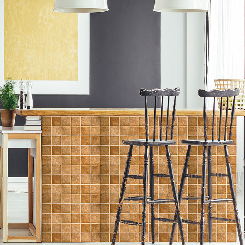 Grey-Yellow Tile Wallpaper Panels Mosaics Modern Self-Adhesive Wall Art for Bathroom